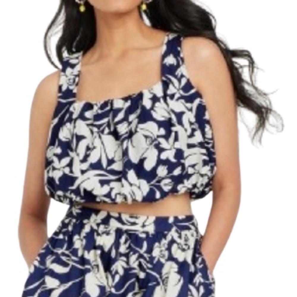 NWT A New Day Navy Floral Bubble Tank Sizes Small and Large